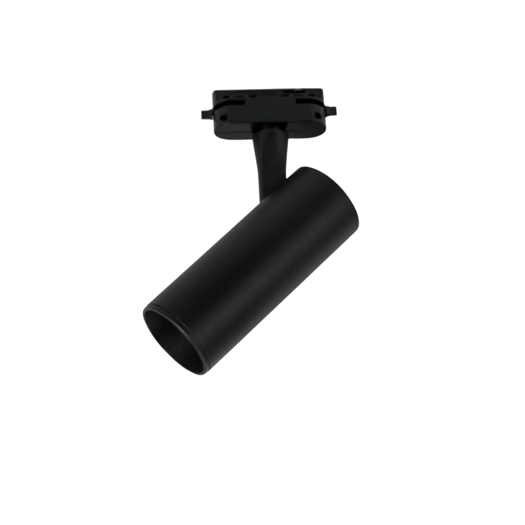 BASE MR16 RIEL 2 PUNTOS NEGRA D65*245MM ALUMINIO