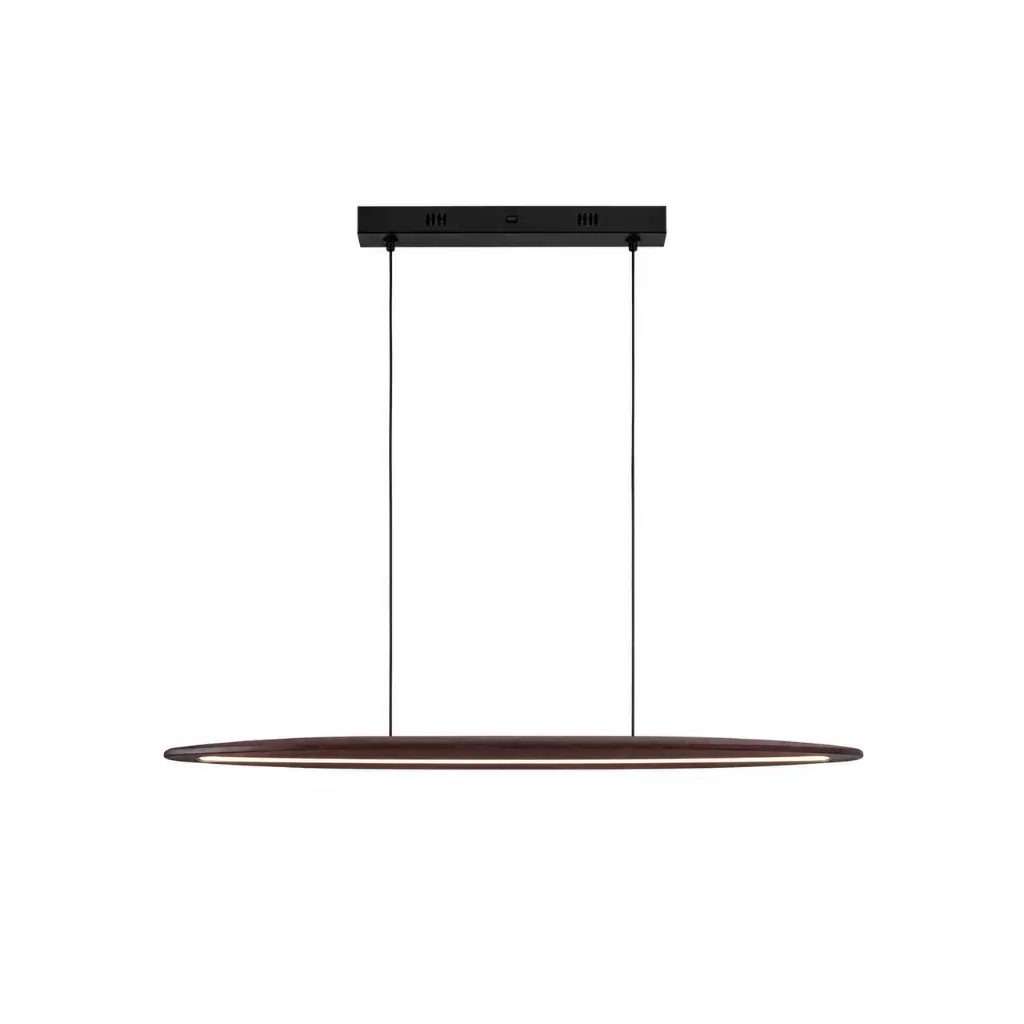 LAMPARA SUSPENDIDA TERRA 1200MM 18W MADERA NOGAL OSCURO CCT+DIM