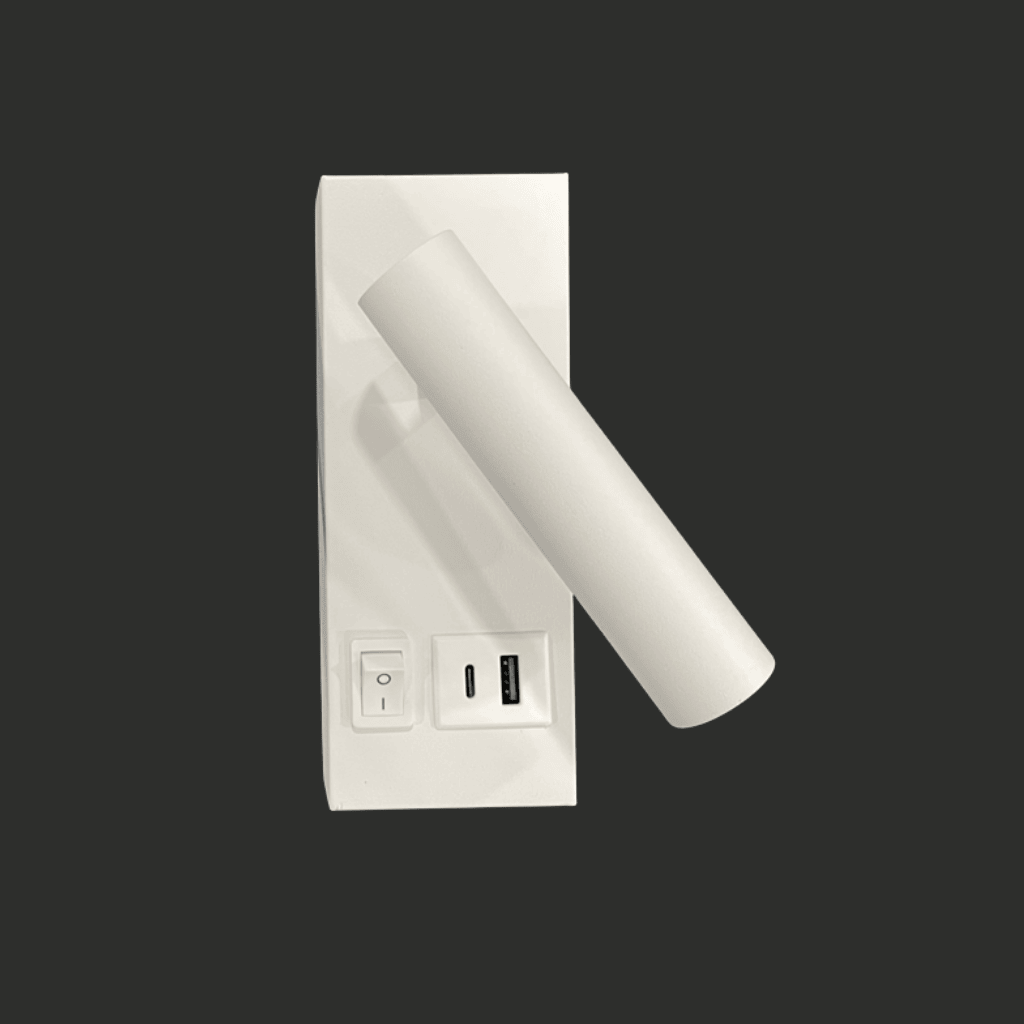 LAMPARA LED 2W BLANCA DIRIGIBLE CON CARGADOR USB-A Y USB-C (10W)