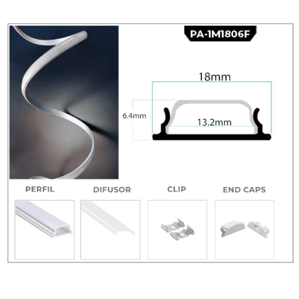 PERFIL DE ALUMINIO 1M 18*06MM FLEXIBLE