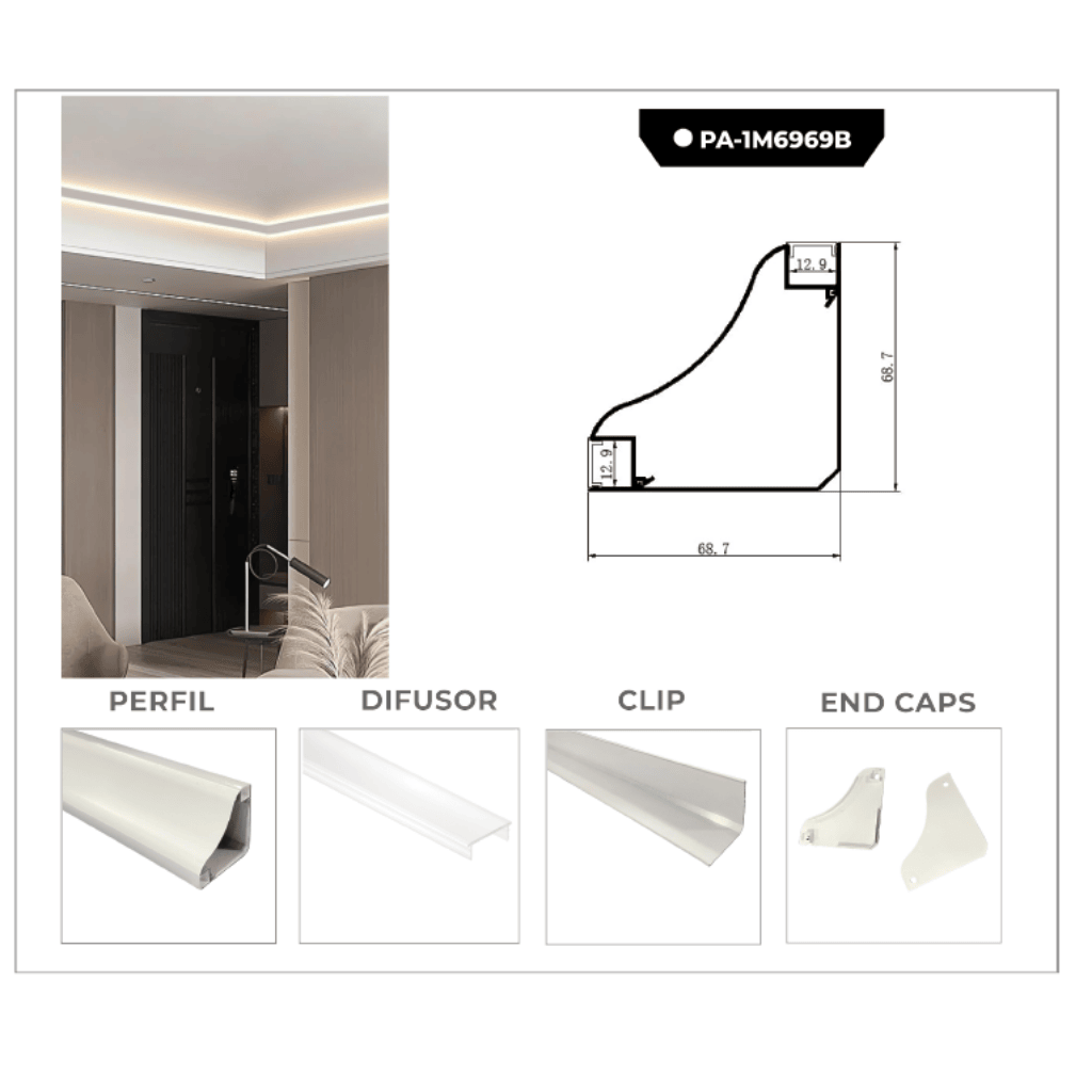 PERFIL DE ALUMINIO 1M-69*69*MM BLANCO