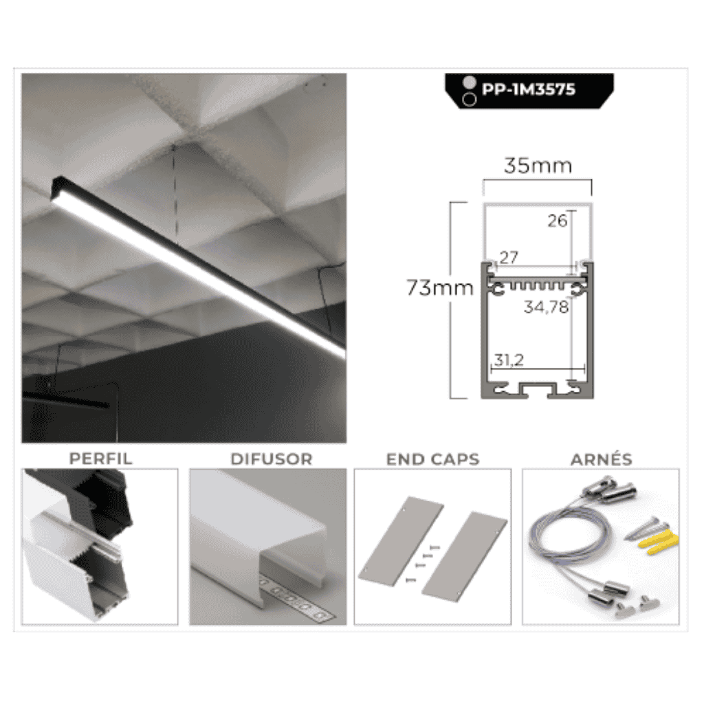 PERFIL PENDAL 1M*35*75MM