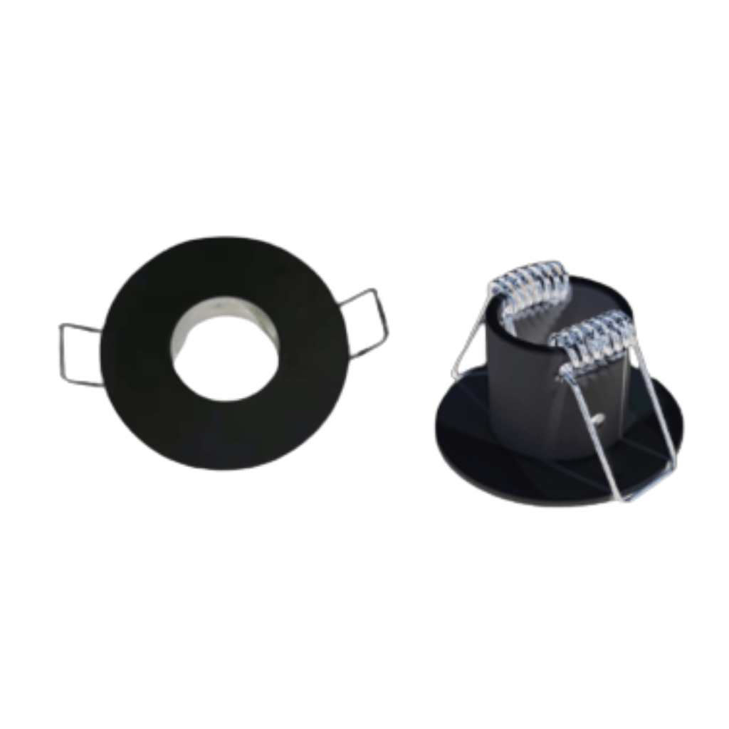 KIT DE 2 PLACAS CIRCULARES DE EMPOTRAR PARA MANGUERA LED 360 NEGRA 22MM