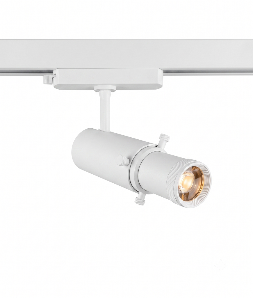 SPOT LED BLANCO 10W P/RIEL ATENUABLE ANGULO AJUSTABLE EN FIGURAS 3000K 
