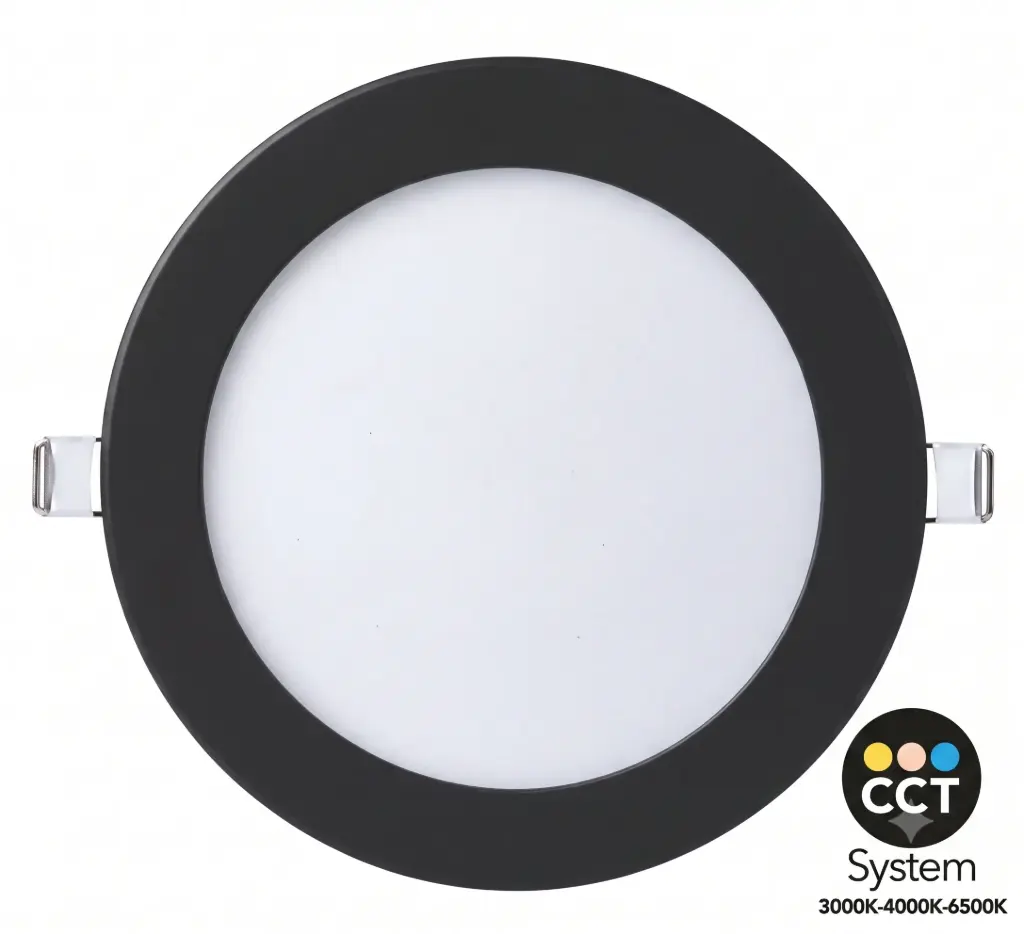 PANEL LED 18W CCT 3000K 4000K 6500K TRIM NEGRO