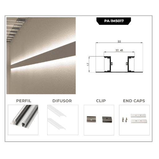[PA-1M5017] PERFIL DE ALUMINIO 1M*50*17 MM