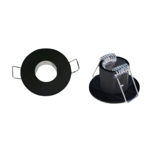 [PMLR22N] KIT DE 2 PLACAS CIRCULARES DE EMPOTRAR PARA MANGUERA LED 360 NEGRA 22MM