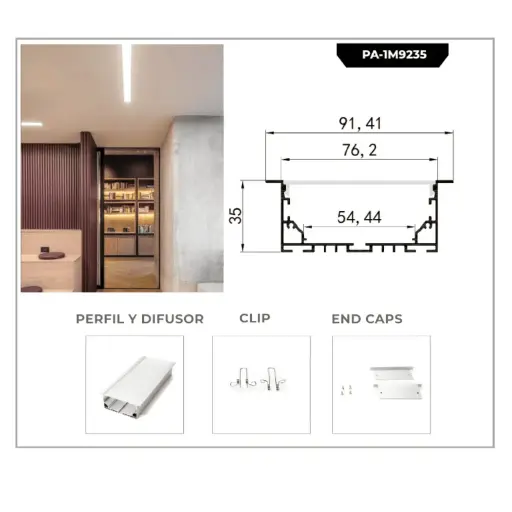 [PA-1M9235] PERFIL DE ALUMINIO 1M*92*35 MM
